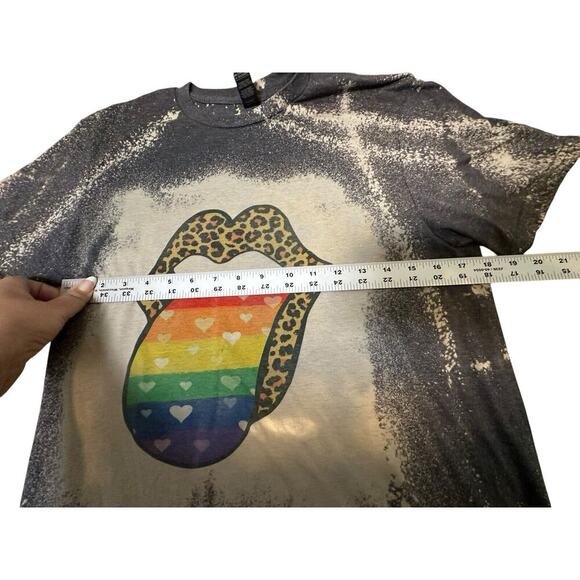 The Rolling Stones Rainbow Logo Leopard Mouth Tee Size Medium - Picture 7 of 8
